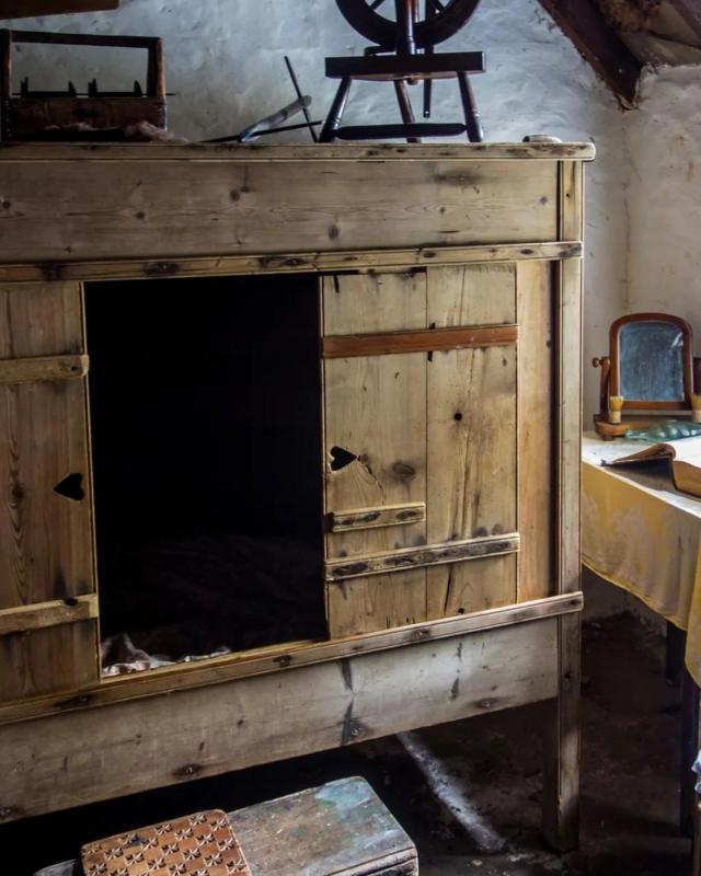 Box beds were often found in country houses, where people sometimes used them to sepearate themselves from livestock