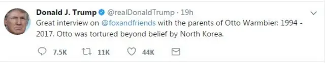 รายการสัมภาษณ์ดีมาก @foxandfriends กับพ่อแม่ของออตโต วอร์มเบียร์: 1994 - 2017 ออตโต ถูกเกาหลีเหนือทรมานอย่างเหลือเชื่อ