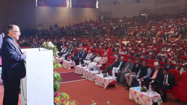 नेकपाको हीरक महोत्सवलाई सम्बोधन गर्दै प्रचण्ड 