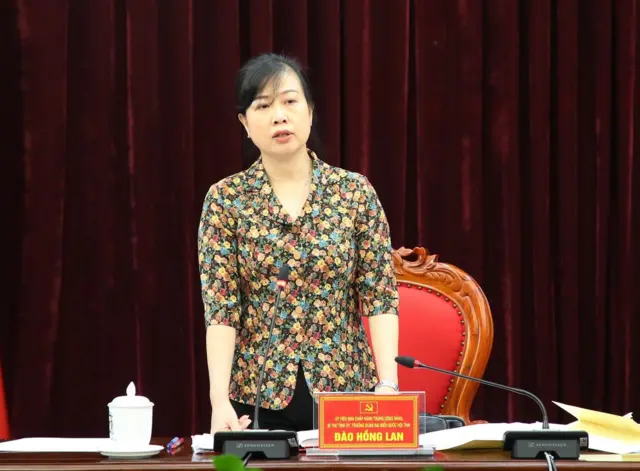 Bí thư Tỉnh ủy Bắc Ninh Đào Hồng Lan tại một hội nghị ở tỉnh tháng 7/2022