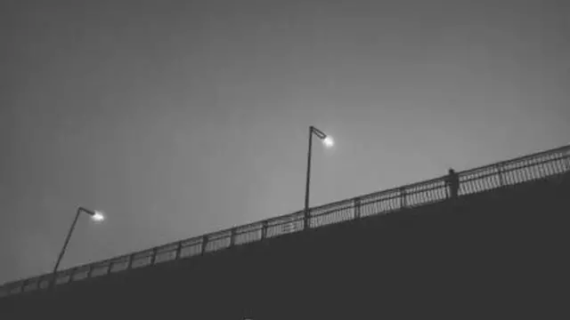 歩道橋にひとり