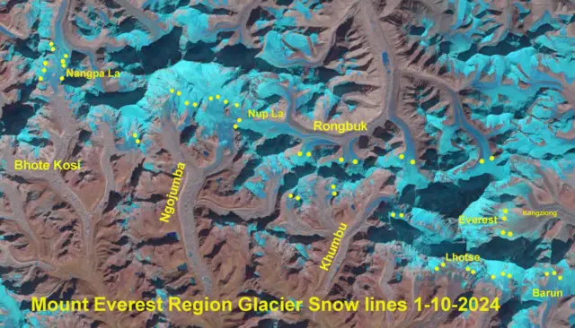 सगरमाथामा ज्यानुअरी १० मा हिमरेखा ६ हजार मिटरभन्दा माथि पुगेको थियो