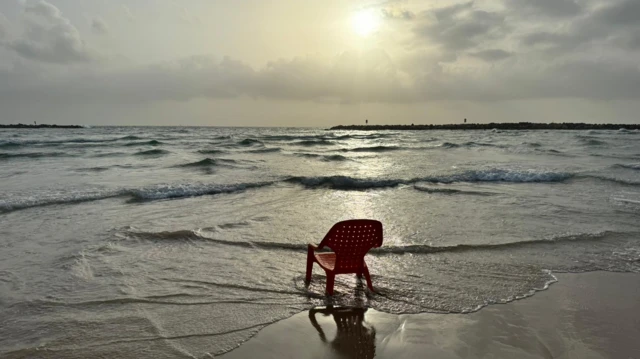 تصویری از غروب در نزدیکی نوار غزه