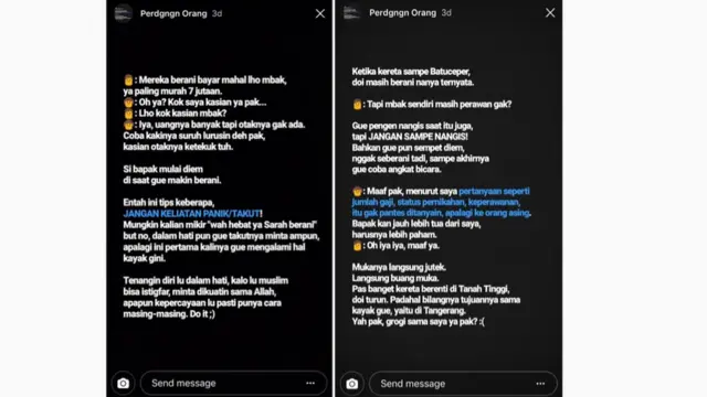 Tulisan Sarah di Instagram.