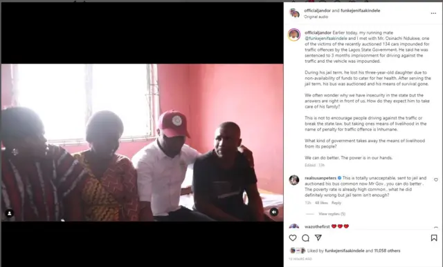 Ọrọ ti Jandor sọ loju opo Instagram rẹ nipa abẹwo si Osinachi