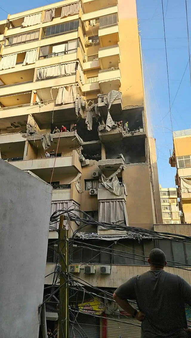 نمای ساختمانی که هدف حمله اسرائیل قرار گرفت