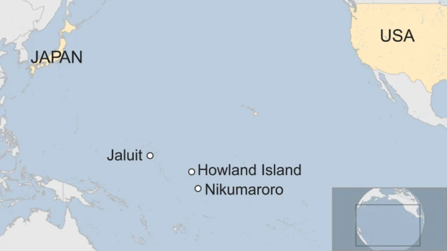 ジャルート環礁（Jaluit）やハウランド（Howland）島、ニクマロロ島の位置