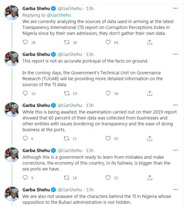 Ọrọ ti Garba Shehu sọ loju opo Twitter rẹ