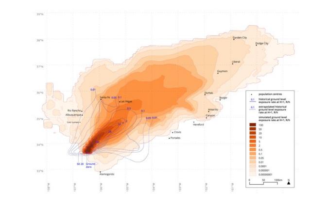 Mapa da extensão dos contaminantes do teste