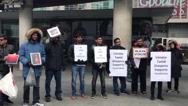 கனடாவில் -7 டிகிரி குளிரில் நடந்த ஸ்டெர்லைட் போராட்டம்