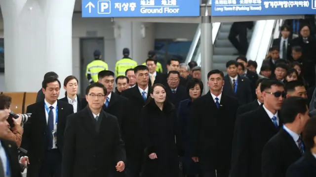 지난 2월 인천공항에서 KTX 공항역으로 이동하고 있는 김여정 노동당 제1부부장