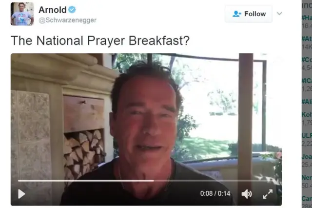 आर्नल्ड श्वाट्ज़नेगर का ट्वीट