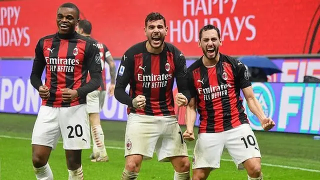 Theo Hernandez celebrates scoring for AC Milan against Lazio