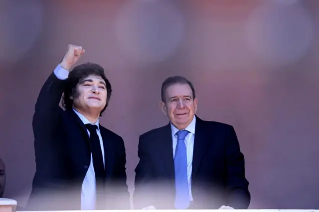 Edmundo González junto al presidente de argentina, Javier Milei, en la Casa Rosada.