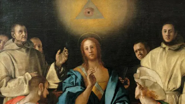 ብጸረ-ተሃድሶ ዝተኸልከለ ሰለስተ ገጽ ዘለዎ ገጽ ዝሓብአ ስዕሊ Pontormo’s Supper at Emmaus (1525) 