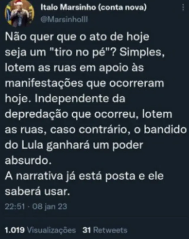 Mensagemmelhores casas de cassino onlineTwitter encaminhada pelo Telegram chama bolsonaristas para irem às ruas