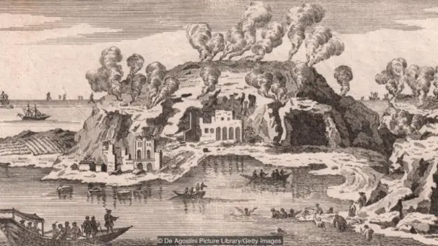 Un dibujo antiguo con una imagen de Baia.