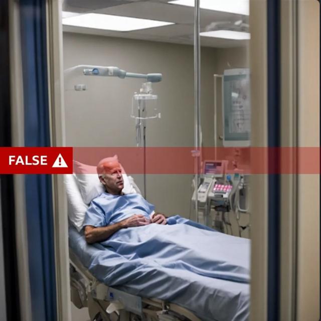 صورة مزيفة تظهر جو بايدن مريضا وطريح الفراش في مستشفى