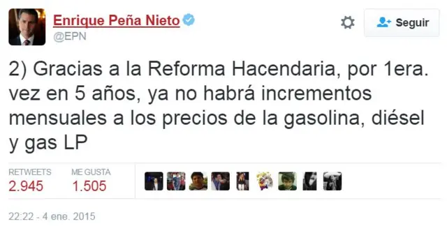 Peña Nieto anunciaba el fin de los "gasolinazos"