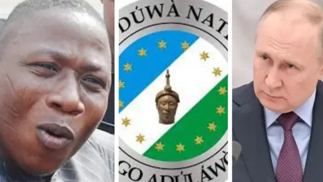 Aworan Sunday Igboho afihan Yoruba Nation ati aarẹ Russia Vladimir Putin