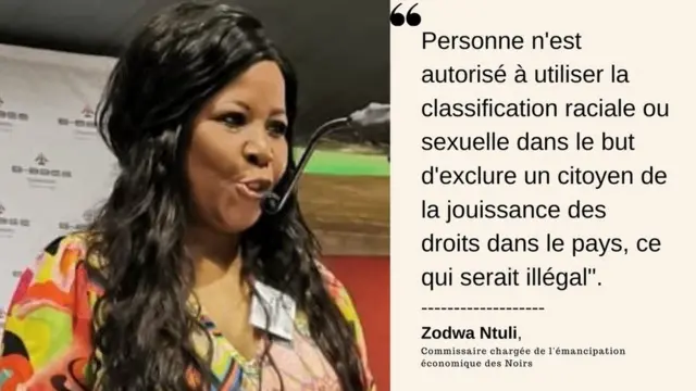 Zodwa NTuli, commissaire sud-africaine chargée de l'émancipation économique des noirs