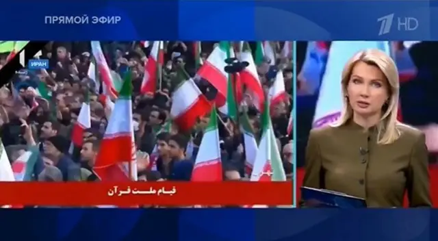 تلویزیون روسیه در گزارش‌های خود درباره اعتراضات ایران، تصاویری از راهپیمایی حامیان دولت را به نمایش گذاشت
