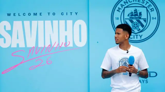Savinho is introduced as a new Manchester City signing