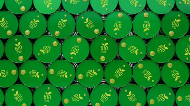 Ilustrasi tumpukan drum biodiesel.