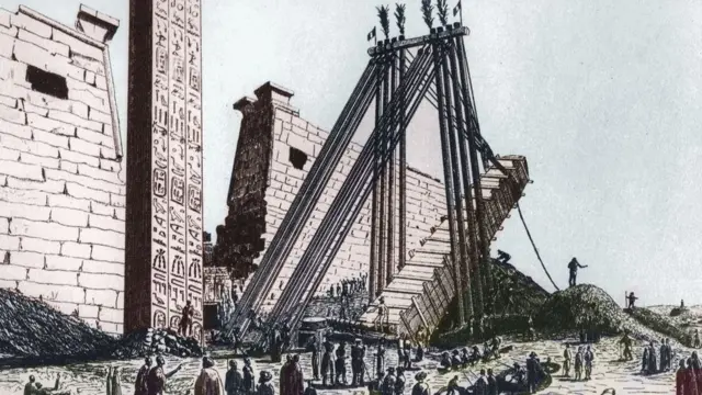 صورة تمثل إسقاط المسلة في معبد الأقصر