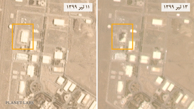 تصویرهای ماهواره‌ای محل یک آتش سوزی یا انفجار احتمالی را نشان می‌دهد. مقامات ایران هنوز توضیحی درباره ماهیت این حادثه نداده‌اند.