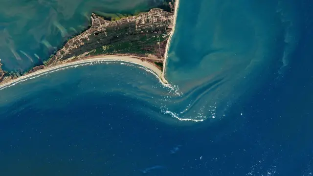 Foto satelital de Cape Point, Carolina del Norte.