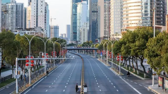 Deserted streets in Wuhan, China, during lockdown