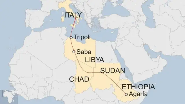 ሃሩን አህመድ የተጓዘበት መስመር