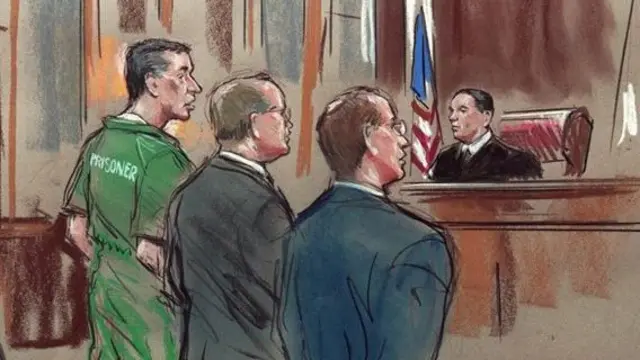 আদালতের শুনানীতে হ্যানসেন (আঁকা ছবি)