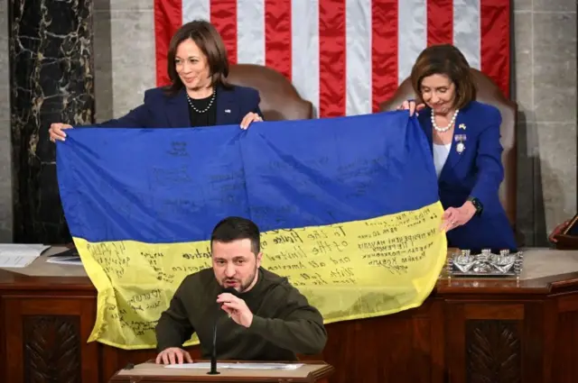 Zelensky tras dar su discurso al Congreso de EEUU en diciembre pasado.