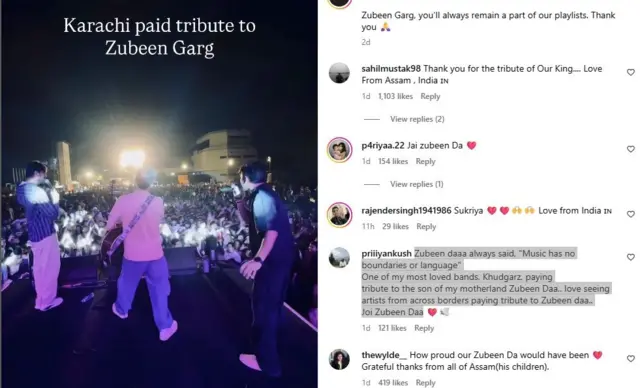 دو دن قبل خودغرض نے ایک پوسٹ میں زوبین کے گائے گیت کے ساتھ انھیں خراج عقیدت پیش کیا