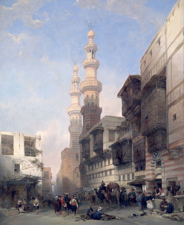 لوحة بعنوان بوابة المتولي في القاهرة من أعمال الرسم البريطاني ديفيد روبرتس القرن 19.