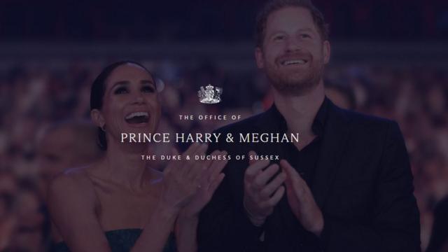 Página inicial do site de Harry e Meghan