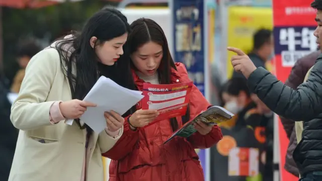 Chinese students at a job fair