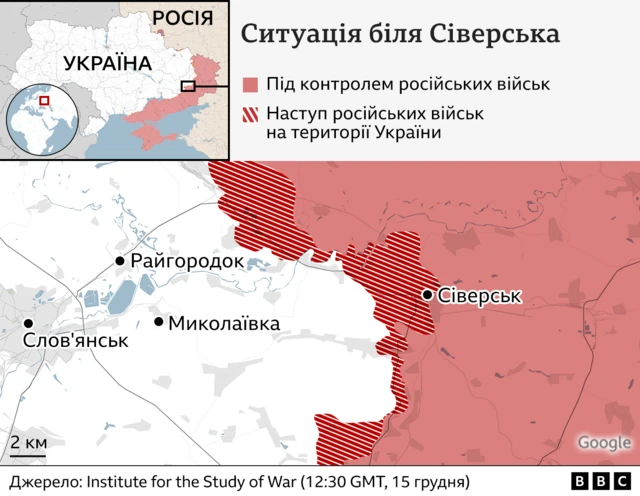 Карта, яка показує напрямок руху російських військ