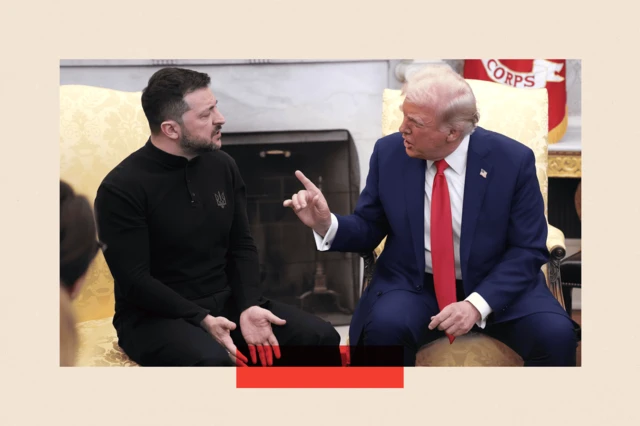 Le président américain Donald Trump et le président ukrainien Volodymyr Zelensky se rencontrent dans le bureau ovale de la Maison Blanche, le 28 février 2025

