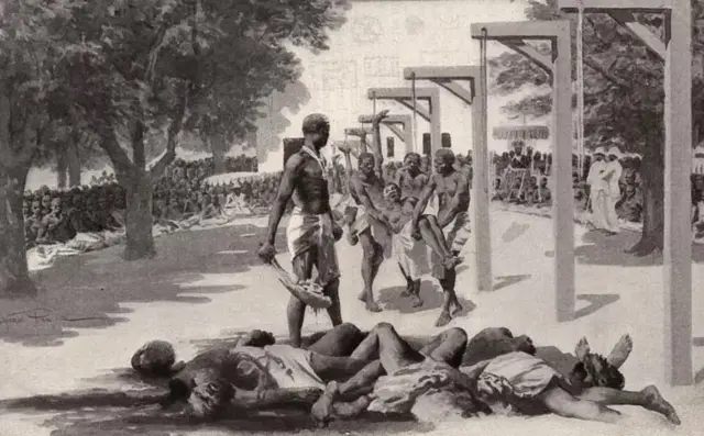 Abattage d'esclaves dans le royaume du Dahomey, 1890.
