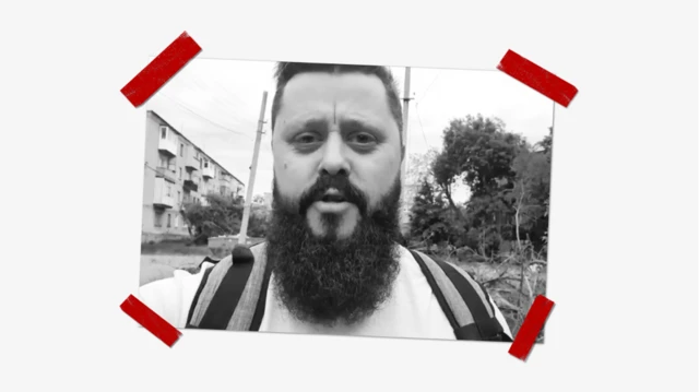 تصویر پاول اوملنیتسکی، رهبر گروه جامعه روسیه در شهر یاروسلاول در شرق مسکو. 