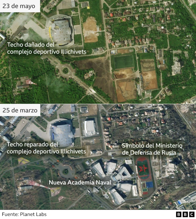 Imágenes antes y después de Mariúpol