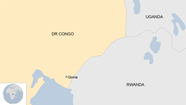 Image shows the location of Goma in DR Congo