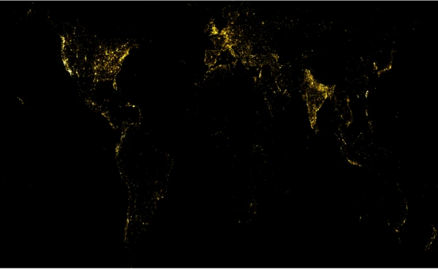 خريطة لمناطق وجود الهواتف التي تحمل تطبيق ماي شيك حول العالم.