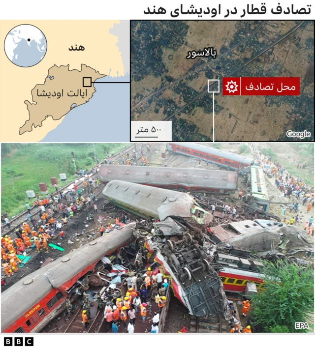 محل تصادف قطار در هند