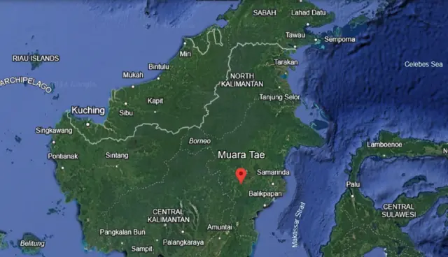 Lokasi Kampung Muara Tae di Kabupaten Kutai Barat, Kalimantan Timur.