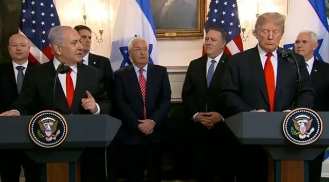 Netanyahu memuji Trump karena mengakui penguasaan Israel atas Golan permulaan tahun ini.