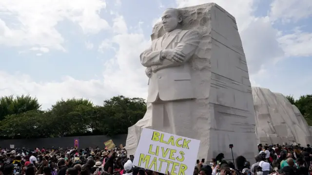 March on Washington demonstrators at the MLK Jr Memorial